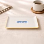 Evidea Kitchen Have Fun Servis Tabağı - Sarı / Mavi - 13X18 cm - Sarı - Mavi - Montajsız