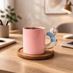 Evidea Kitchen Kitty Desenli Pembe 450 ml Seramik Kupa