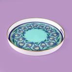 Evidea Kitchen Lale 35 cm Renkli Camlı Yuvarlak Tepsi