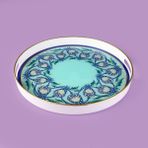 Evidea Kitchen Lale Camlı Yuvarlak Tepsi - Renkli - 35 cm - Montajsız
