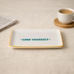 Evidea Kitchen Love Yourself Servis Tabağı - Yeşil / Sarı - 13X18 cm - Yeşil - Sarı - Montajsız