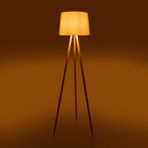 Evidea Lighting Ahşap Ayak Tripod Lambader Natürel Beyaz Renkli Ahşap ve Kumaş Malzeme ile - Natürel - Beyaz