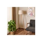 Evidea Lighting Ahşap Ayak Tripod Lambader - Natürel / Beyaz