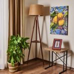 Evidea Lighting Kahverengi Ceviz 153 cm Sehpalı Tripod Lambader