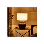 Evidea Lighting Kahverengi Krem 50 cm Çiçekli Kapaklı Abajur