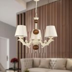 Evidea | Safir Light Sava Üç Kollu Şapkalı Zamak Avize - Krem