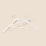 Evidea | Simple Living Ahşap Görünümlü 3'lü Plastik Askı - Beyaz - 43x23 cm