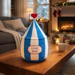 Evidea Soft 20x37 cm Lovebox Figürlü Beyaz Mavi Yastık
