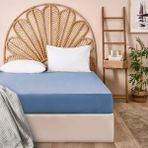 Evidea Soft Basic Mavi 240x260 cm Çift Kişilik Düz Kenar Çarşaf