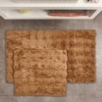 Evidea Soft Bubble 2'li Banyo Paspası - Kahverengi - 60X100 cm + 50X60 cm - Montajsız