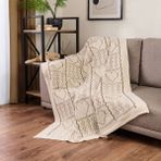 Evidea Soft Kalp Desenli 120x160 cm Bej Triko Koltuk Şalı