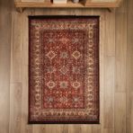 Evidea Soft Line Afgan Desenli Halı - Kırmızı - 120X180 cm