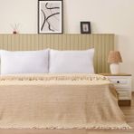 Evidea Soft Luma Bej Krem 200x220 cm Pamuklu Çift Kişilik Battaniye