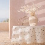 Evidea Soft Pane Dantelli Ekru 150x150 cm Yuvarlak Masa Örtüsü