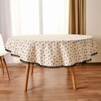 Evidea Soft Pine Ekru 150x150 cm Yuvarlak Masa Örtüsü