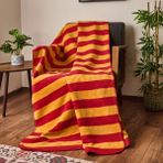 Evidea Soft Sarı Kırmızı 130x170 cm Pamuklu Çizgili TV Battaniyesi