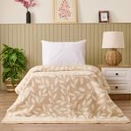 Evidea Soft Sprig Bej 150x200 cm Pamuklu Tek Kişilik Battaniye