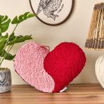 Evidea Soft Yinyang Kalp Figürlü Pembe Kırmızı 33x27 cm Yastık