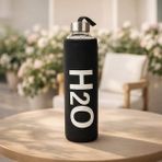 Evidea | Tohana H2O Kılıflı Cam Matara - Şeffaf / Siyah - 750 ml