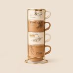 Evidea | Tohana Metal Stantlı 4'lü Porselen Kupa - Renkli - 300 ml