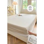 Evien Home %100 Organik Pamuk Lastikli Çarşaf Yumuşak Kaymaz Tek/çift Kişilik Cotton Fitted Sheet - Bej - 180 x 200 cm