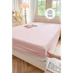 Evien Home %100 Organik Pamuk Lastikli Çarşaf Yumuşak Kaymaz Tek/çift Kişilik Cotton Fitted Sheet - Pudra - 180 x 200 cm
