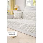 Evien Home Aron Kürklü Koltuk Örtüsü 170X215 cm Yumuşak Peluş Lüks Kaymaz Taban Kanepe Örtüsü Krem - 170 x 215 cm
