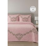 Evien Home Tuğba Dantelli Çift Kişilik Yatak Örtüsü Kapitone Pike Takımı Elyaf Dolgulu 3 Parça Pudra - 250 x 260 cm