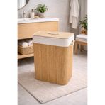 Evila Bambu Dikdörtgen Çamaşır Sepeti 50x40x30 cm – Çok Amaçlı Sepet