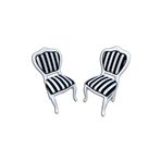 Evim-E Aksesuar 2 Adet Kontra Lükens Ayaklı Ahşap Sandalye - Zebra Kumaş + Beyaz Ayak(Cafe&Restaurant&Mutfak&Salon)