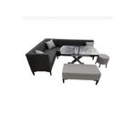 Evim-E Aksesuar Modern Pedli 160X160 Cm Mutfak Köşe Takımı Cam Masalı + Puflu