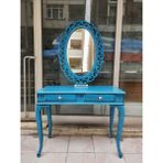 Evim Hizmet 120 cm Çekmeceli Mavi Eskitme Dresuar & Ayna Takımı