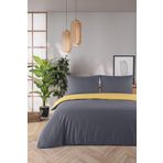 Evim Organik Pamuk Akfil Çift Taraflı Nevresim Takımı Tek Kişilik 160x220 cm Antrasit Hardal ANTRASİT-HARDAL 160 x 220