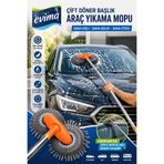 EVİMA Çift Döner Başlıklı Araç Yıkama Mopu Teleskopik Saplı Mikrofiber Oto Fırçası
