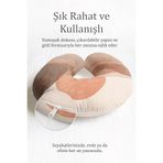 Evimde Bambaşka Dalga Desenli Ergonomik Boyun Yastığı - Modern Pastel Bej Kahverengi Seyahat Yastığı