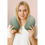 Evimde Bambaşka Soft Geçişli Yeşil Gri Ergonomik Boyun Yastığı - Minimalist Açık Yeşil Beyaz Yumuşak Seyahat Yastığı