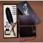 Evimdeyok Tüylü Kalem ve Deri Defter Set 646