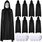 evimdeyokyok Evimdeyokyok 120 Cm Siyah Kapüşonlu Pelerin Ve Boyanabilir Karton Maske 8’li Set Çok Renkli