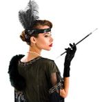 evimdeyokyok Evimdeyokyok 1920'ler Gatsby Aksesuar Seti – Siyah Charleston Saç Bandı ve amp; Sigaralık Çok Renkli