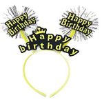 evimdeyokyok Evimdeyokyok Happy Birthday Püsküllü Neon Sarı Renk Doğum Günü Tacı 22x19 Cm Çok Renkli