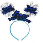 evimdeyokyok Evimdeyokyok Happy Birthday Yazılı Püsküllü Neon Mavi Renk Doğum Günü Tacı 22x19 Cm Çok Renkli