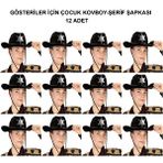 evimdeyokyok Evimdeyokyok Kovboy Şerif Şapkası Siyah 12 Adet - Kostüm Parti Ve Gösteri Şapkası Çok Renkli