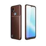 evimdeyokyok Evimdeyokyok Realme C21 Kılıf Auto Focus Karbon Kapak - Kahverengi