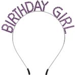 Evimdeyokyok Mor Renk Kristal Taşlı Parlak Birthday Girl Yazılı Taç 16x17 cm