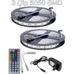 EVİMLED Şerit LED Rgb 10 Metre 44 Tuşlu Kumandalı 20 Renk Iç Mekan Tak Çalıştır Double Pcb
