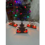 EVİMOBİ DESİGN Metal gölge Mumluk Yeni Yıl Temalı Yılbaşı Ağacı Noel Baba Hediyelik Dekor kırmızı tealight mum