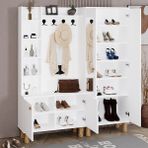 Evin-1-2 Bohem Ayaklı Aynalı Ayakkabılık Portmanto Vestiyer EVN01 - Beyaz