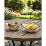 Evin Bizden Evinbizden Porselen Geniş 2'li Kase Set Sunumluk Salatalık Çerezlik Şekerlik Sosluk Çorba Kasesi 20 cm - Kahverengi - Beyaz