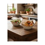 evinbizden PORSELEN GENİŞ 2'Lİ KASE SET SUNUMLUK SALATALIK ÇEREZLİK ŞEKERLİK SOSLUK ÇORBA KASESİ 20 CM