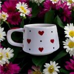 evinbizden seramik el ışi kırmızı kalpli sevgili kupa bardak mug